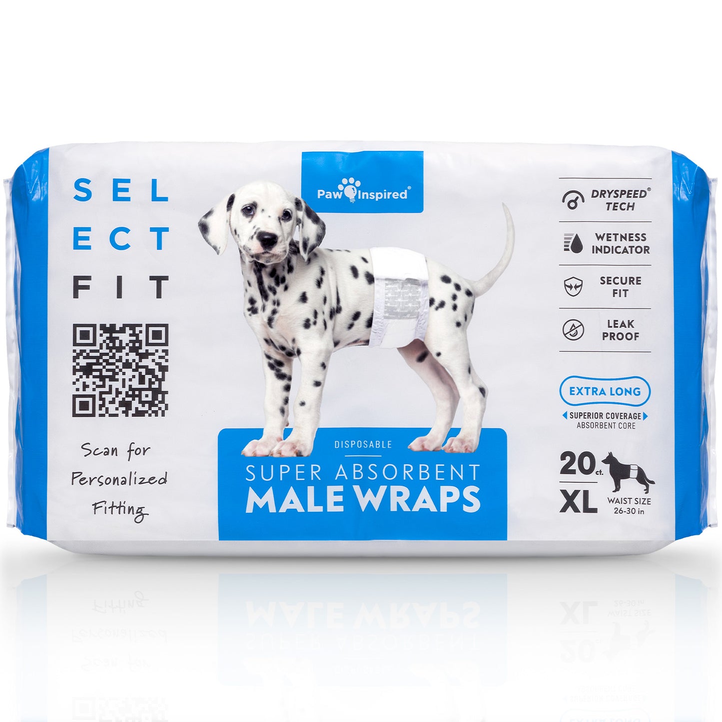 Select Fit Disposable Male Wraps with Extended Absorbent Core and Wetness Indicator