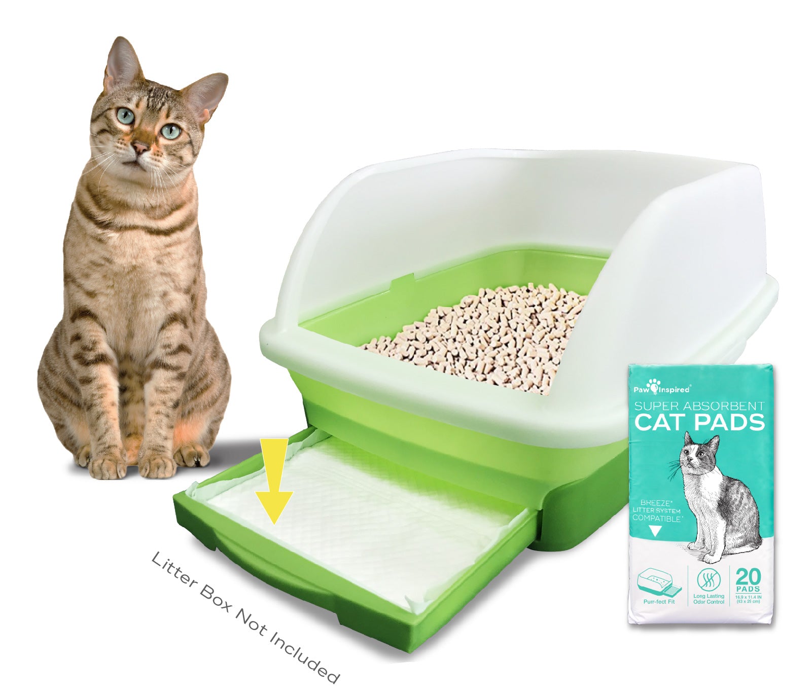 Disposable Cat Pads Compatible with Breeze Litter Box | Paw Inspired®